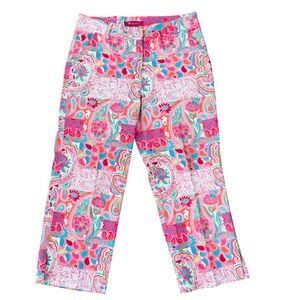 Key West Size 8 Pink Paisley Floral Patchwork Cropped Pants
